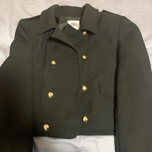 Zara cropped blazer with gold buttons